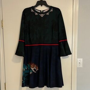 Ted Baker London Dark Green and Navy Dress